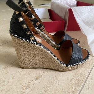 Valentino Rockstud Espadrille Wedge